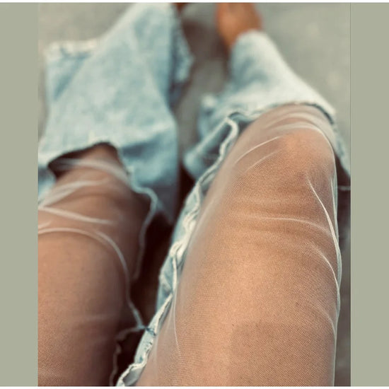 Jeans donna 2025 con pannelli mesh al ginocchio – denim hip-hop a vita alta, stile streetwear trasparente