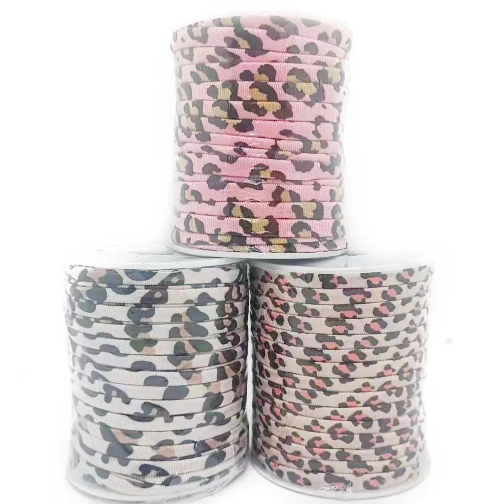 Cordoncino elastico 5 mm 20 m lycra roll leopardato print – banda elasticizzata milk-fiber per abiti, borse e progetti DIY