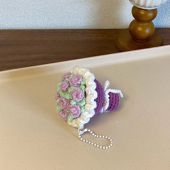 Portachiavi handmade a mini bouquet di fiori all’uncinetto – regalo dolce e artigianale