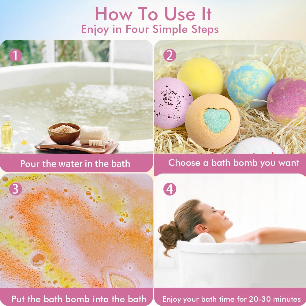 Bombe da Bagno Naturali 12 Pezzi Set Spa – Bath Bomb Relax Aromaterapia Regalo