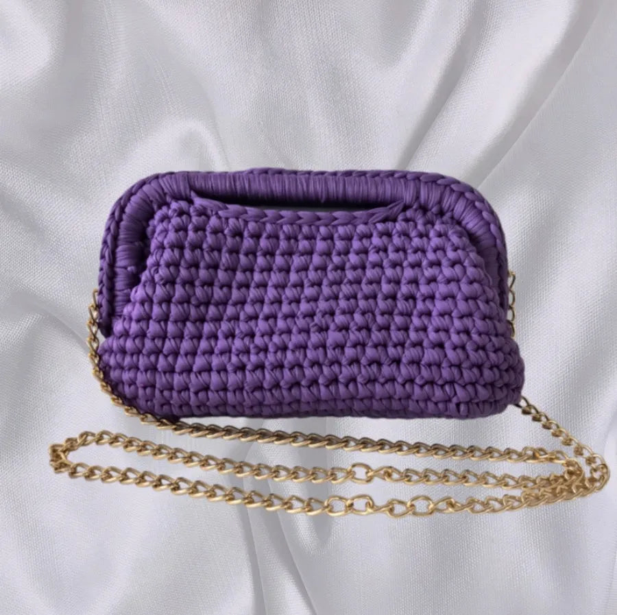 Borsa Clutch Donna Intrecciata a Spalla in Stile Crochet – Bag Elegante Fatta a Mano