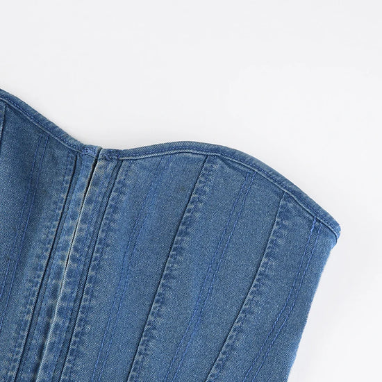 Corsetto Denim Donna Strapless – Top Y2K Modellante
