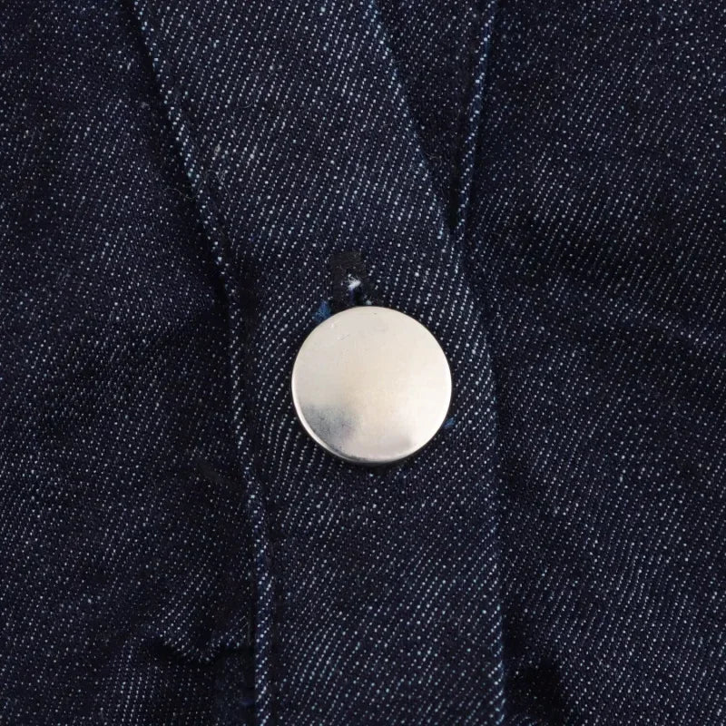 Vestito midi in denim “1975 Series” – abito donna con rever, zip laterale e vita effetto plissé