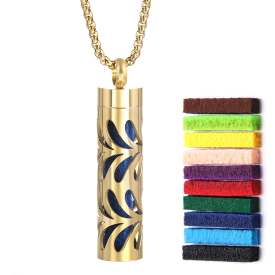 Collana dorata con diffusore per oli essenziali in acciaio inox – Gioiello aromaterapico profumato per donna