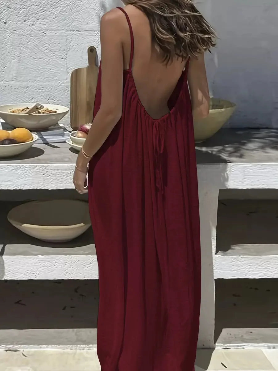 Abito Donna Lungo Estivo Loose Fit – Vestito Casual con Scollatura