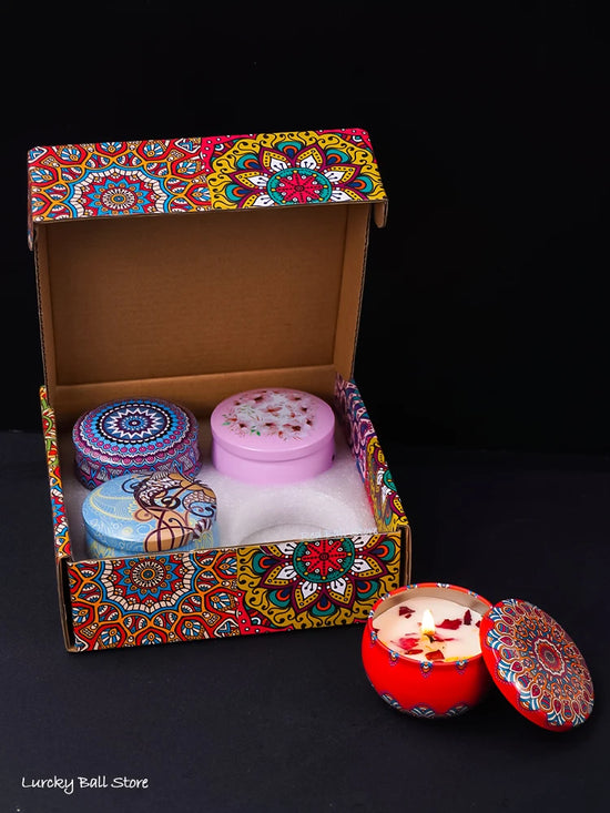 Set 4 Candele Profumate in Vaso con Cristalli e Fiori Secchi – Decorazioni Romantiche per Casa