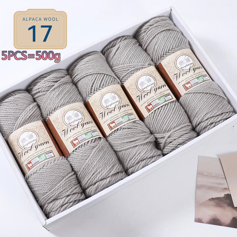 Set 5 gomitoli filato spesso alpaca 500 g – yarn grosso per maglioni, cappotti e crafting inverno