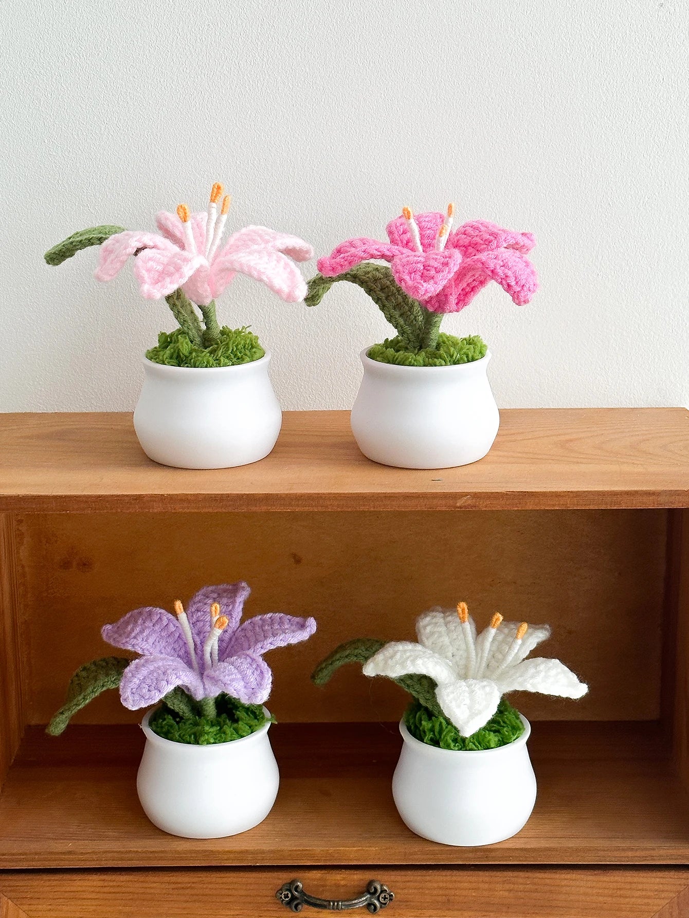 Fiori all’uncinetto fatti a mano in vaso – bouquet artigianale decorazione senza appassire