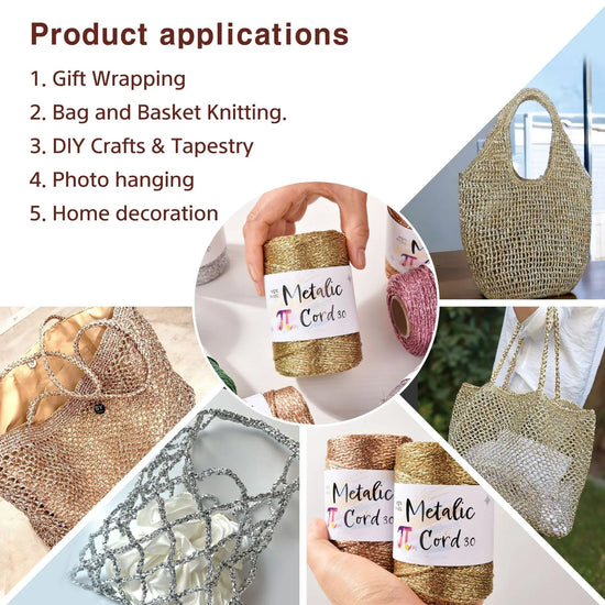 Cordoncino Rigido in Core-Spun da 3 mm con Fili Metallici Argentati – Filo Decorativo di Alta Qualità per Packaging Regalo, Uncinetto e Progetti Fai-da-Te