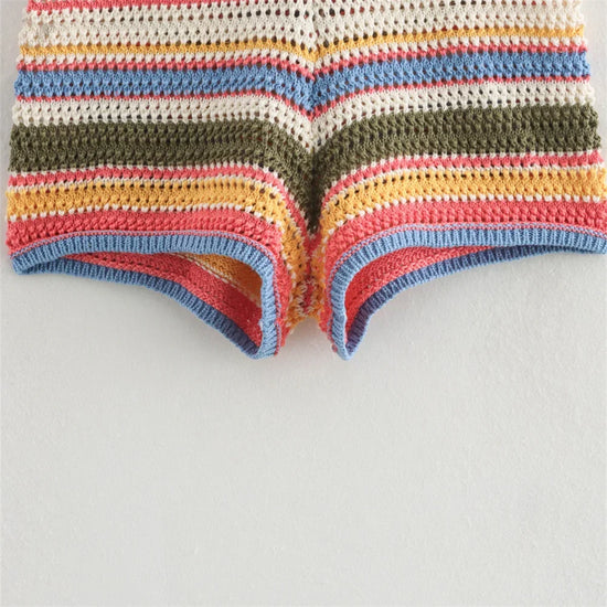 Co-ord donna 2025 – Cardigan rigato a maniche corte e shorts in coordinato
