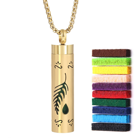 Collana dorata con diffusore per oli essenziali in acciaio inox – Gioiello aromaterapico profumato per donna
