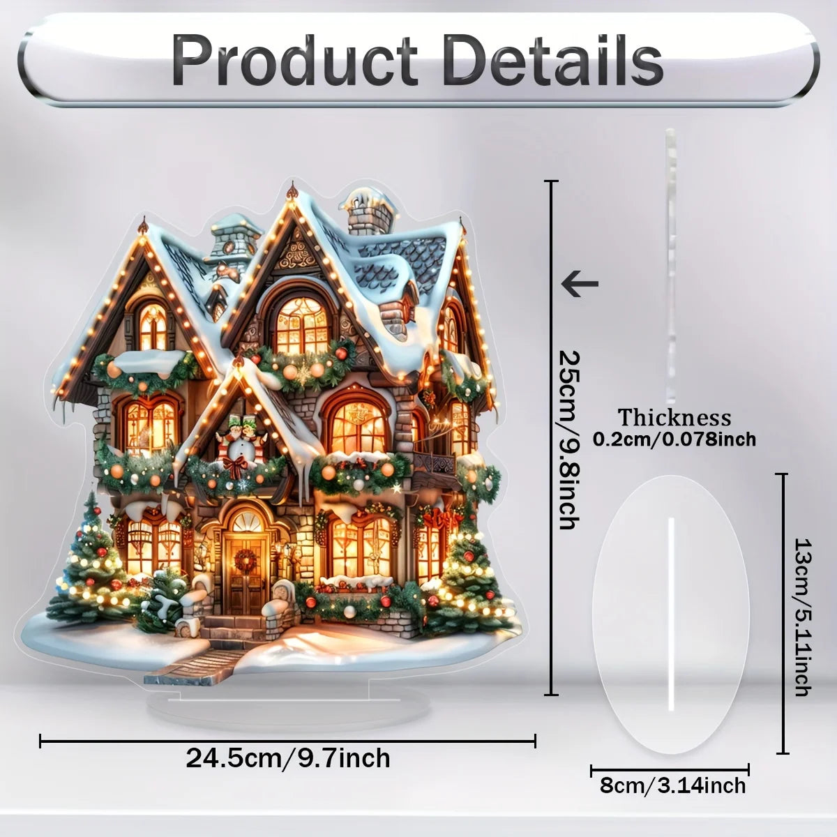 Decorazione natalizia 2D renna e slitta acrilica ‒ figura Santa Claus sleigh per albero, parete o party di Natale 2025
