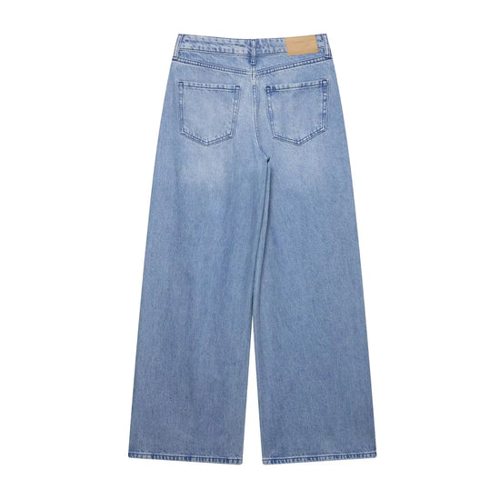 Set denim donna 2 pezzi 2025 – gilet con bottoni + jeans a vita alta wide-leg, look streetwear casual chic