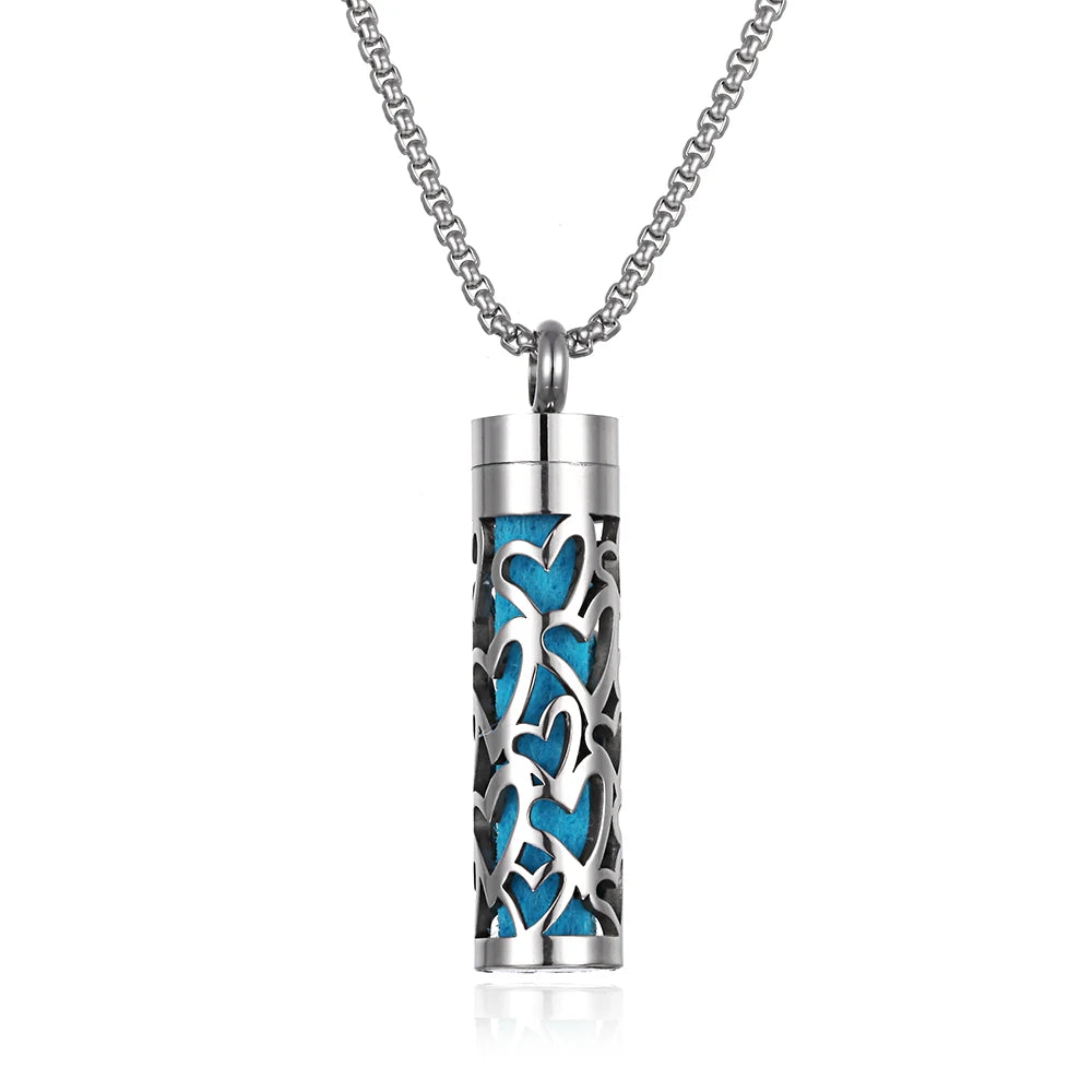 Collana diffusore profumo in acciaio – Aromaterapia wearable argento con spugnetta interna
