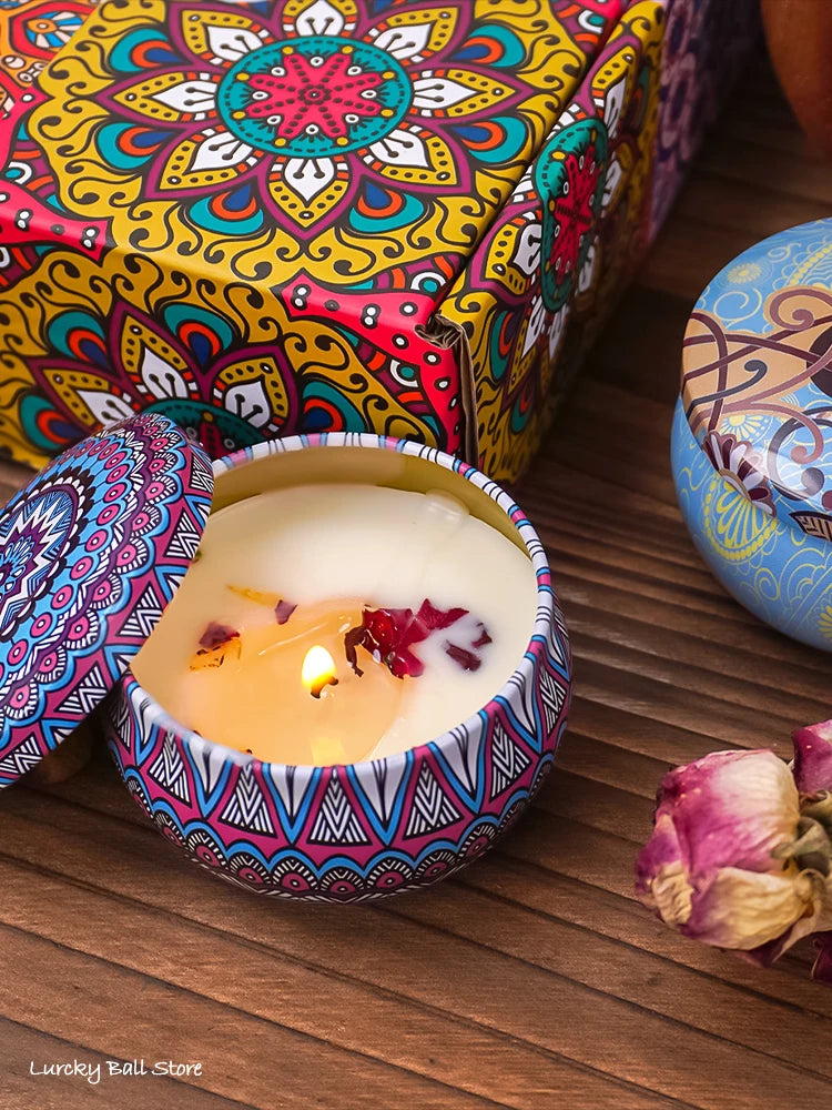 Set 4 Candele Profumate in Vaso con Cristalli e Fiori Secchi – Decorazioni Romantiche per Casa