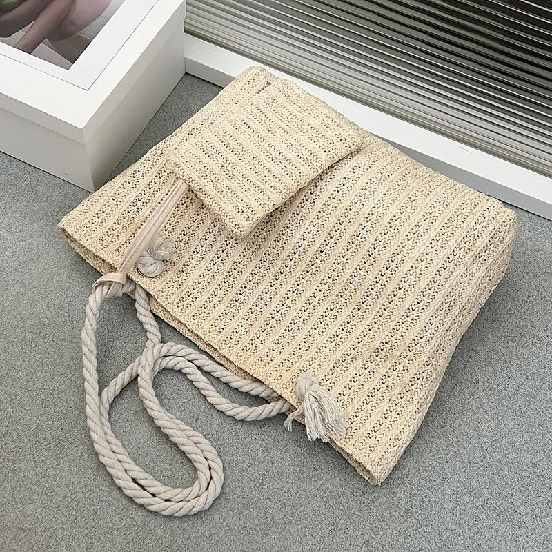 Borsa Tote Donna in Paglia Grande Capacità – Stile Boho Estivo