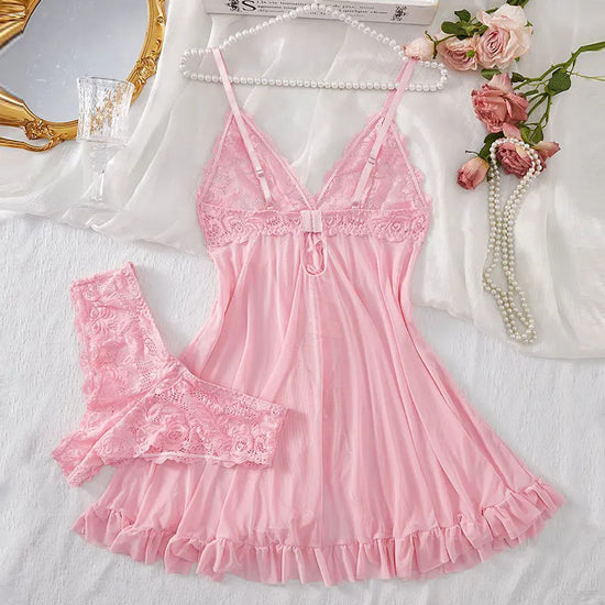 Completo lingerie plus size in pizzo con reggiseno, perizoma e vestaglia trasparente – Set elegante e romantico