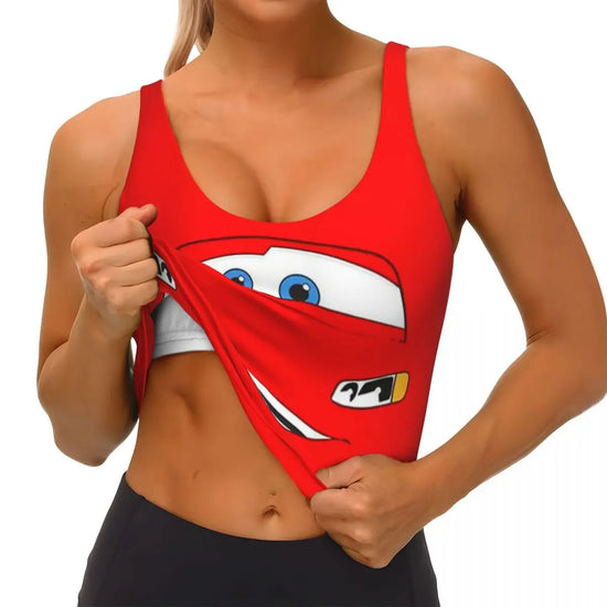 Maglia cars SaettaMcQueen Donna | Cartoon Fitness Crop Top Cars