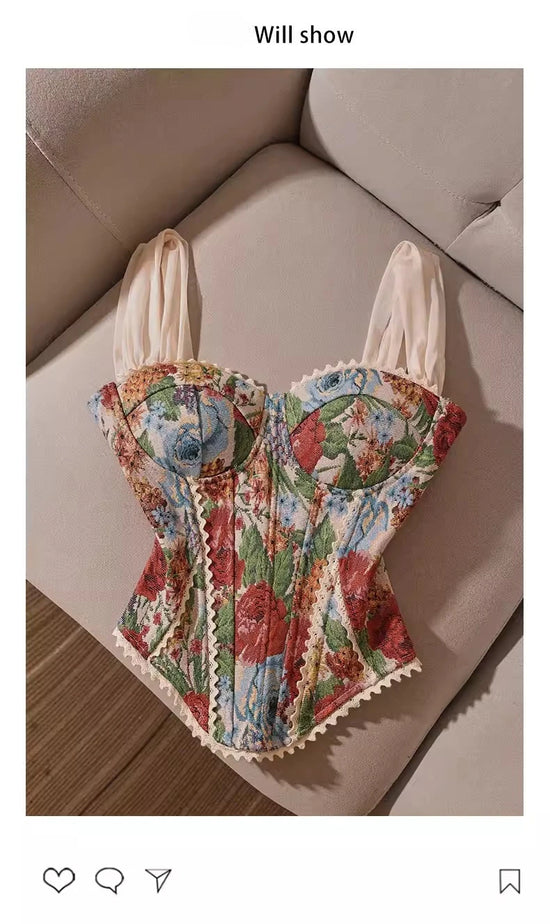 Top Donna in Pizzo Ricamato – Corsetto Elegante e Sexy