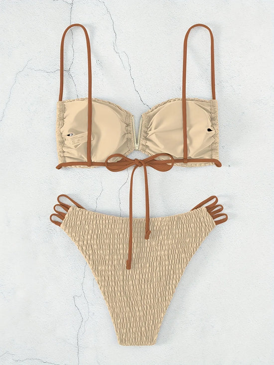 Bikini push-up sexy donna 2025 con laccetti e scollo profondo