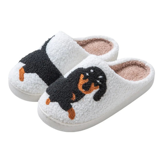 Ciabatte indoor donna 2025 – con bassotto o gatto ricamato suola antiscivolo
