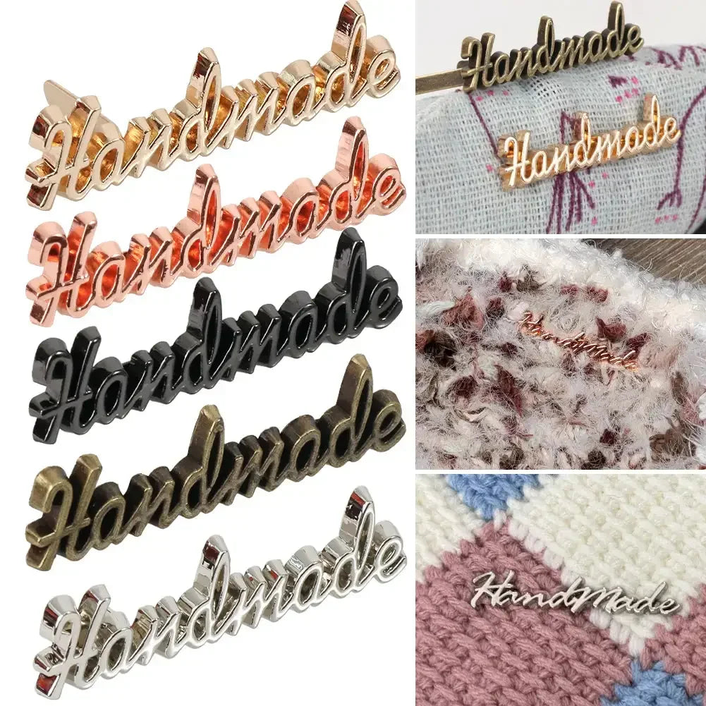 10Pcs Handmade etichette in metallo fatte a mano – Personalizzazione per abbigliamento, scarpe, borse e progetti