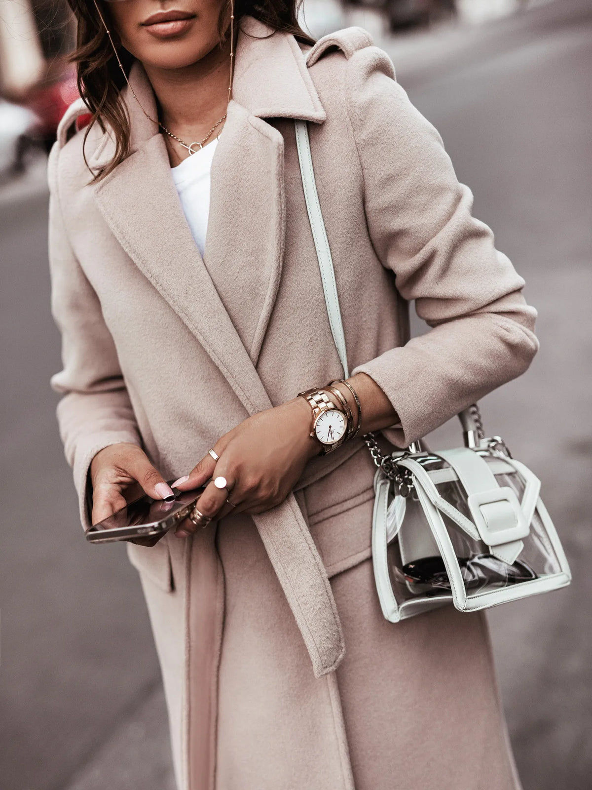 Cappotto Lungo Donna con Cintura e Rever - immagine 4