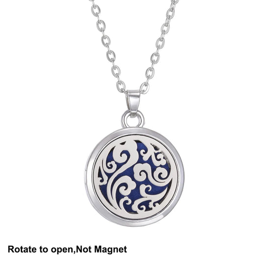 Collana Aromaterapia Albero della Vita – Ciondolo Rotondo Diffusore Oli Essenziali in Acciaio Inox | Idea Regalo Donna