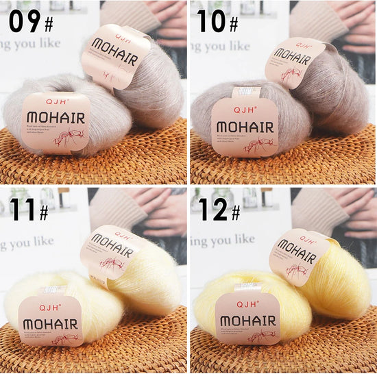 Set 6 gomitoli filato mohair morbido – lana angora effetto fluffy per maglioni, sciarpe, shawl fai-da-te