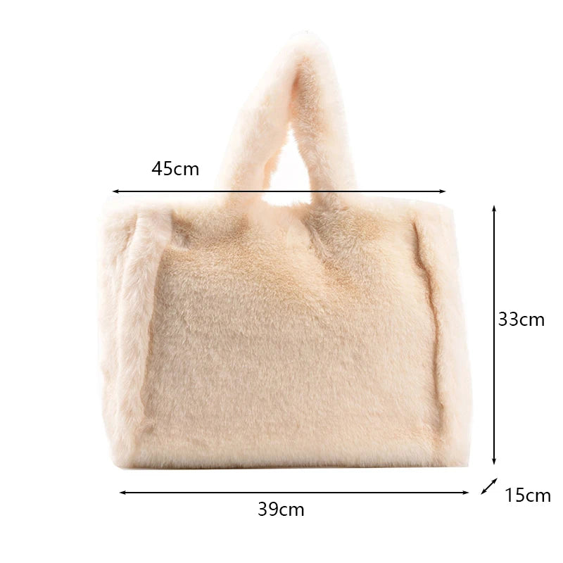 Shopper Tote Donna in Ecopelliccia Invernale – Borsa Furry Fluffy a Tracolla o Spalla