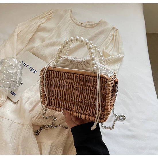 Borsa in Paglia con Perle Donna – Stile Boho Chic Estivo