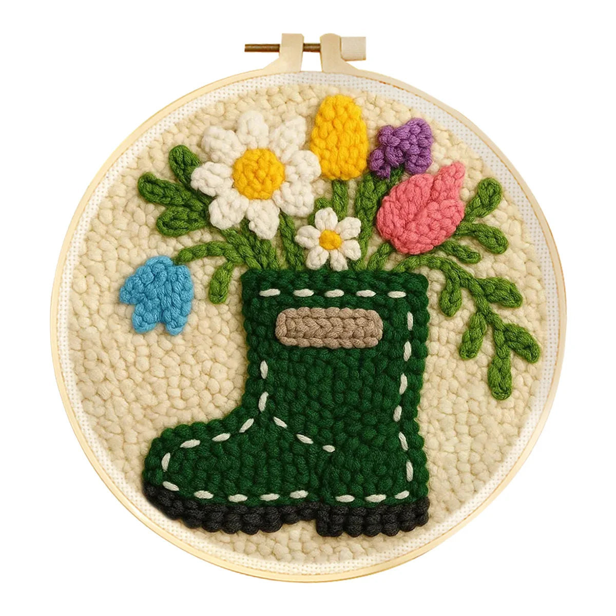Kit Punch Needle Funghi e Fiori – Ricamo DIY Facile per Principianti