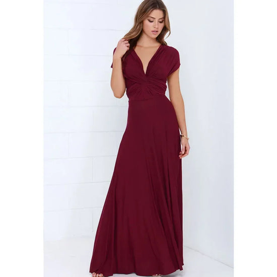 Abito Lungo Multiway Donna con Scollo a V – Vestito Trasformabile Elegante