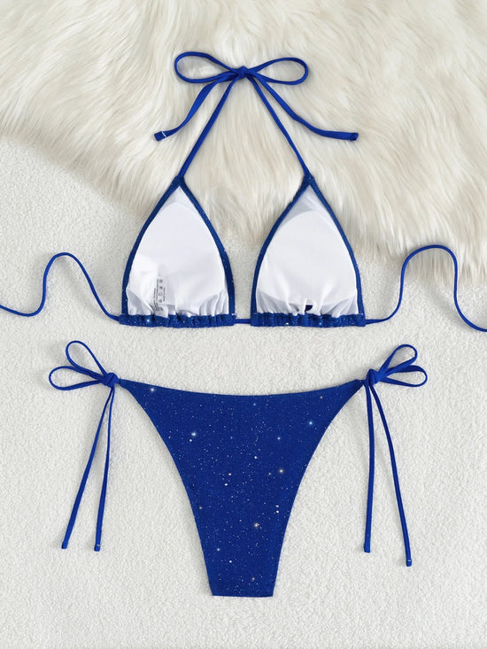 Bikini Nero con Paillettes – Costume Sexy Push Up Brillante