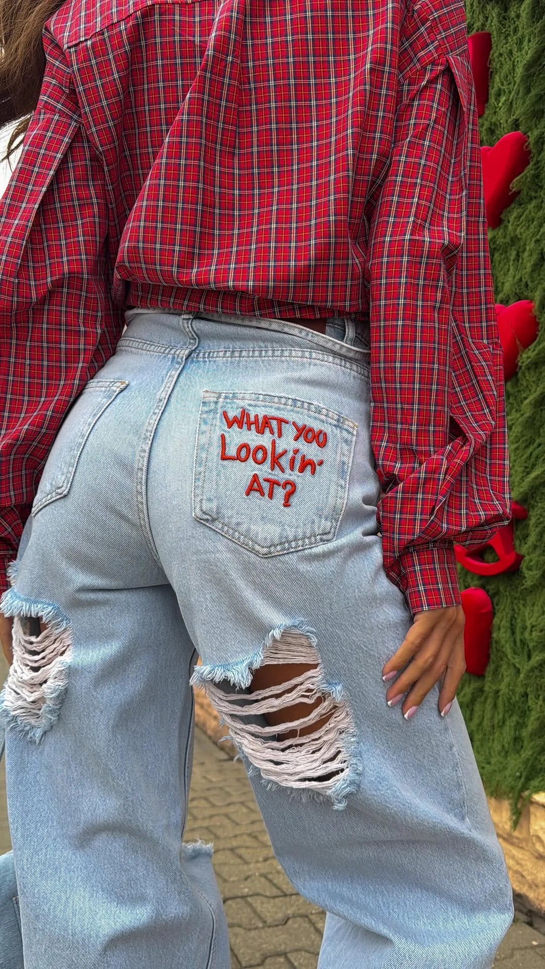 Shorts Jeans Donna Vita Alta con Ricamo Don’t Touch