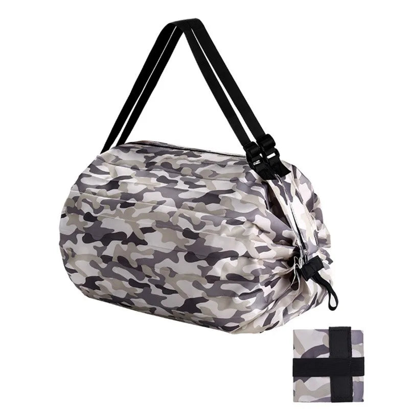 Shopper pieghevole grande capacità in nylon camouflage – Borsa da viaggio riutilizzabile leggera