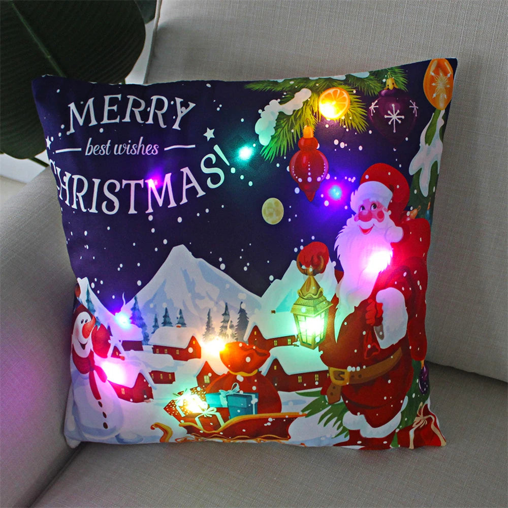 Copricuscino natalizio LED 45×45 cm ‒ federa luminosa decorativa per Natale, addobbo casa & divano