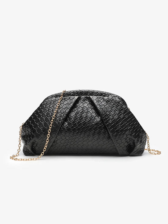 Clutch da sera elegante intrecciata nera per donna – clutch bag texture weave con tracolla regolabile & chiusura clasp per matrimonio & evento