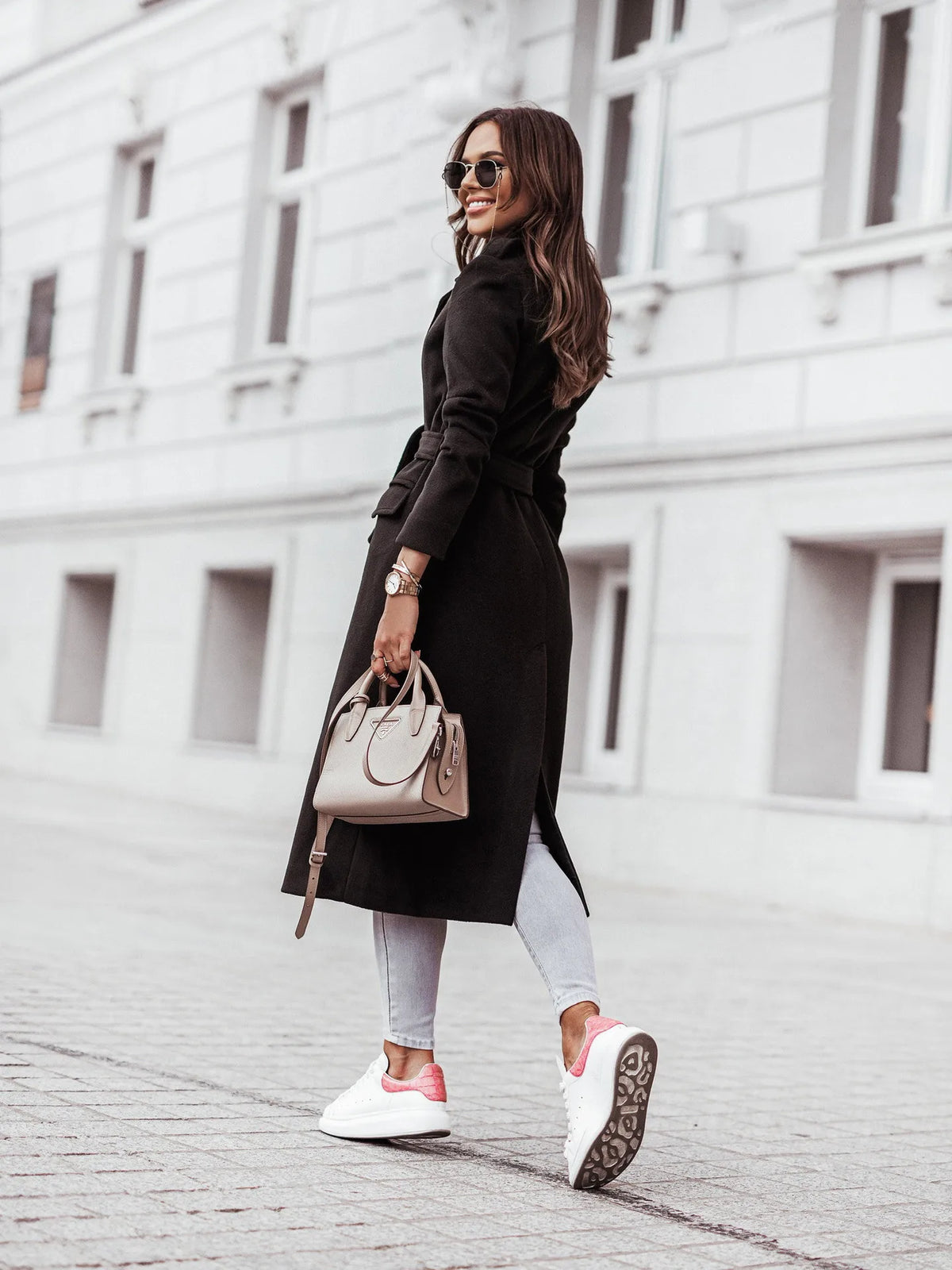 Cappotto Lungo Donna con Cintura e Rever - immagine 10