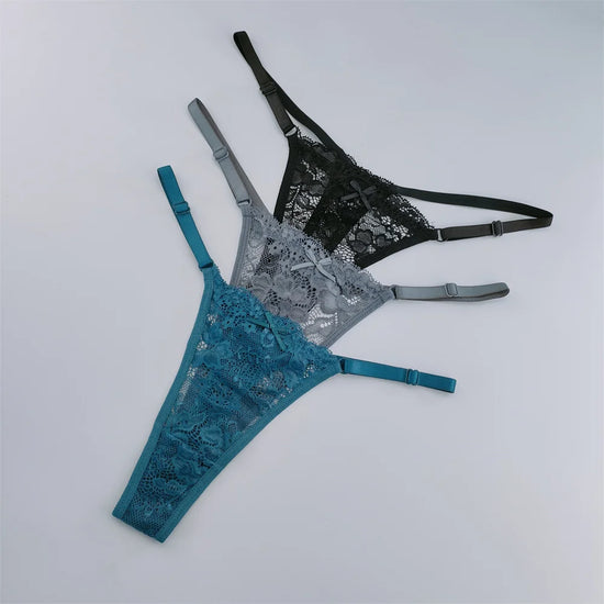 Set 3 Perizomi in Pizzo Trasparente Donna– Sexy Regolabile