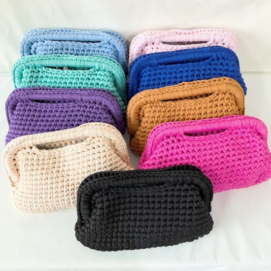 Borsa Clutch Donna Intrecciata a Spalla in Stile Crochet – Bag Elegante Fatta a Mano
