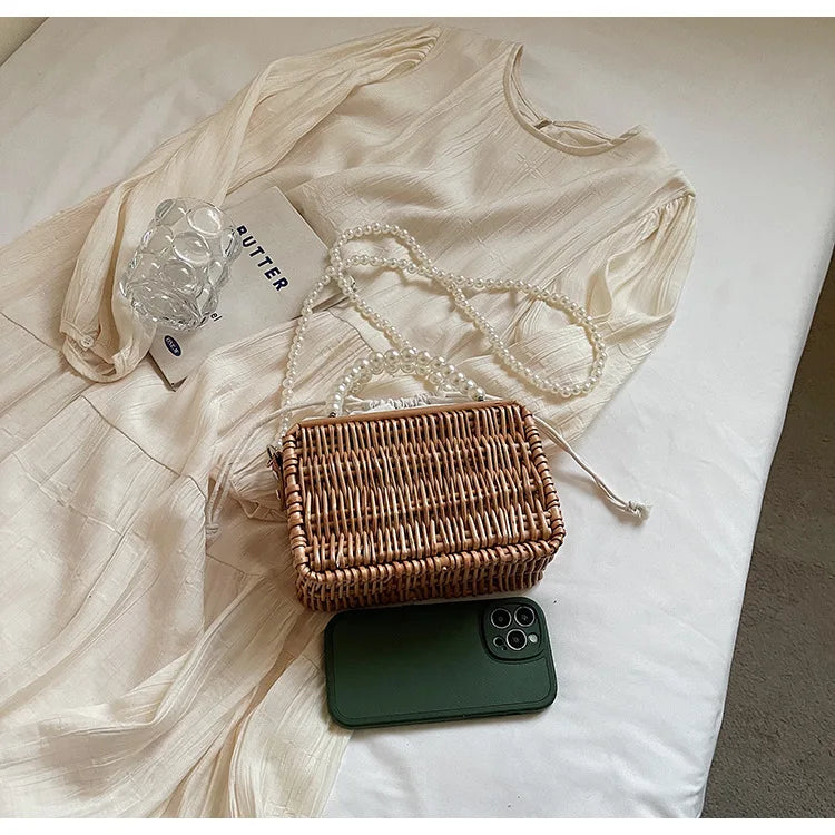 Borsa in Paglia con Perle Donna – Stile Boho Chic Estivo