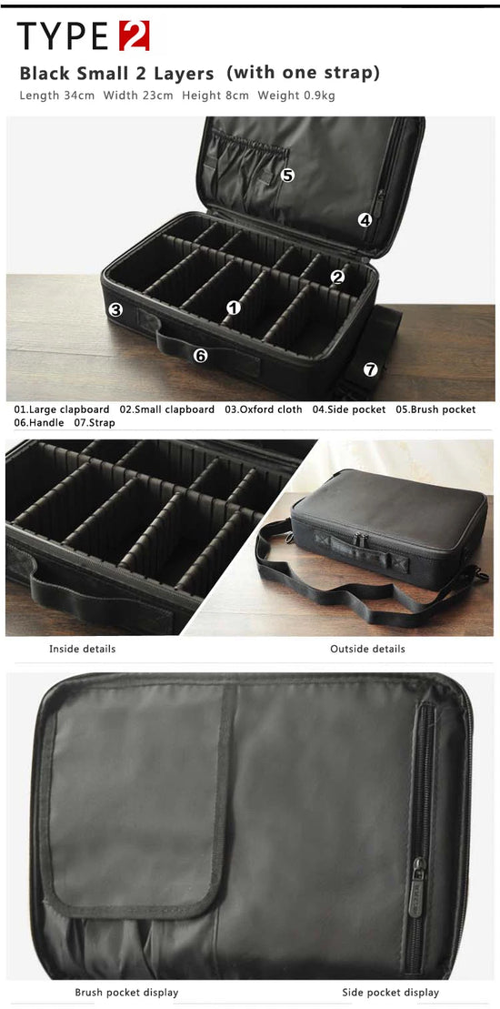 Borsa cosmetici grande in tessuto Oxford – beauty case da viaggio donna grande capacità, organizer make-up waterproof