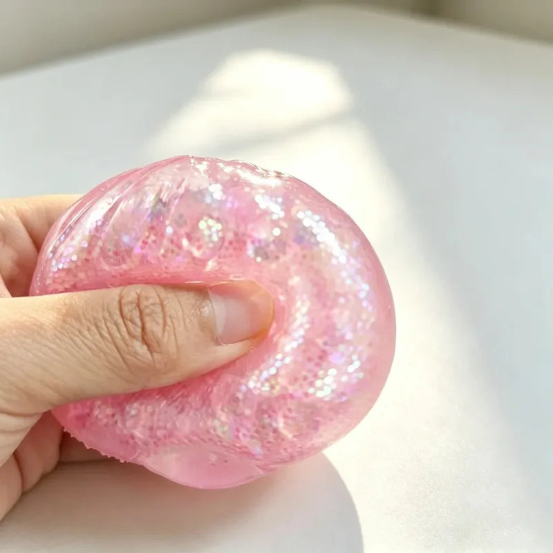 Glitter Dumpling Squishy Bao Antistress Morbido con Perline