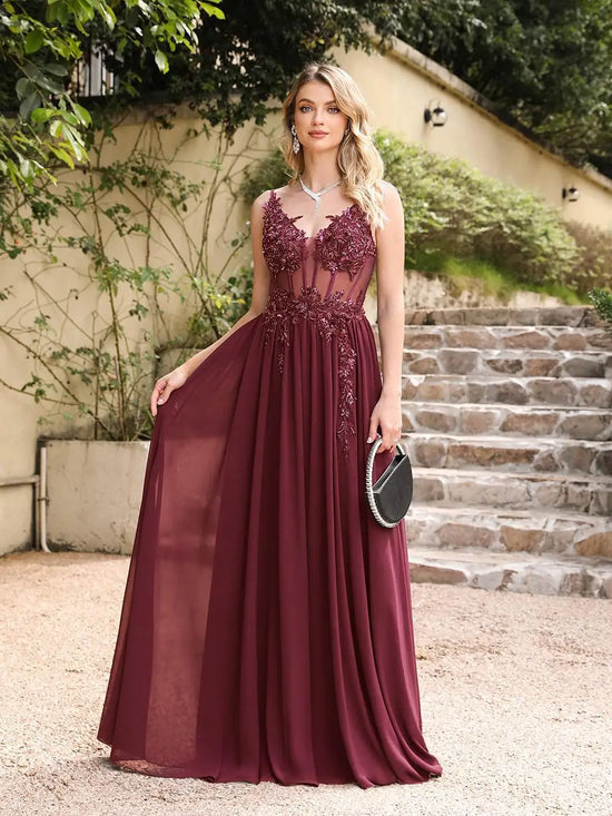 Abito Lungo Elegante da Sera Donna – Spacco con Spalline Sottili