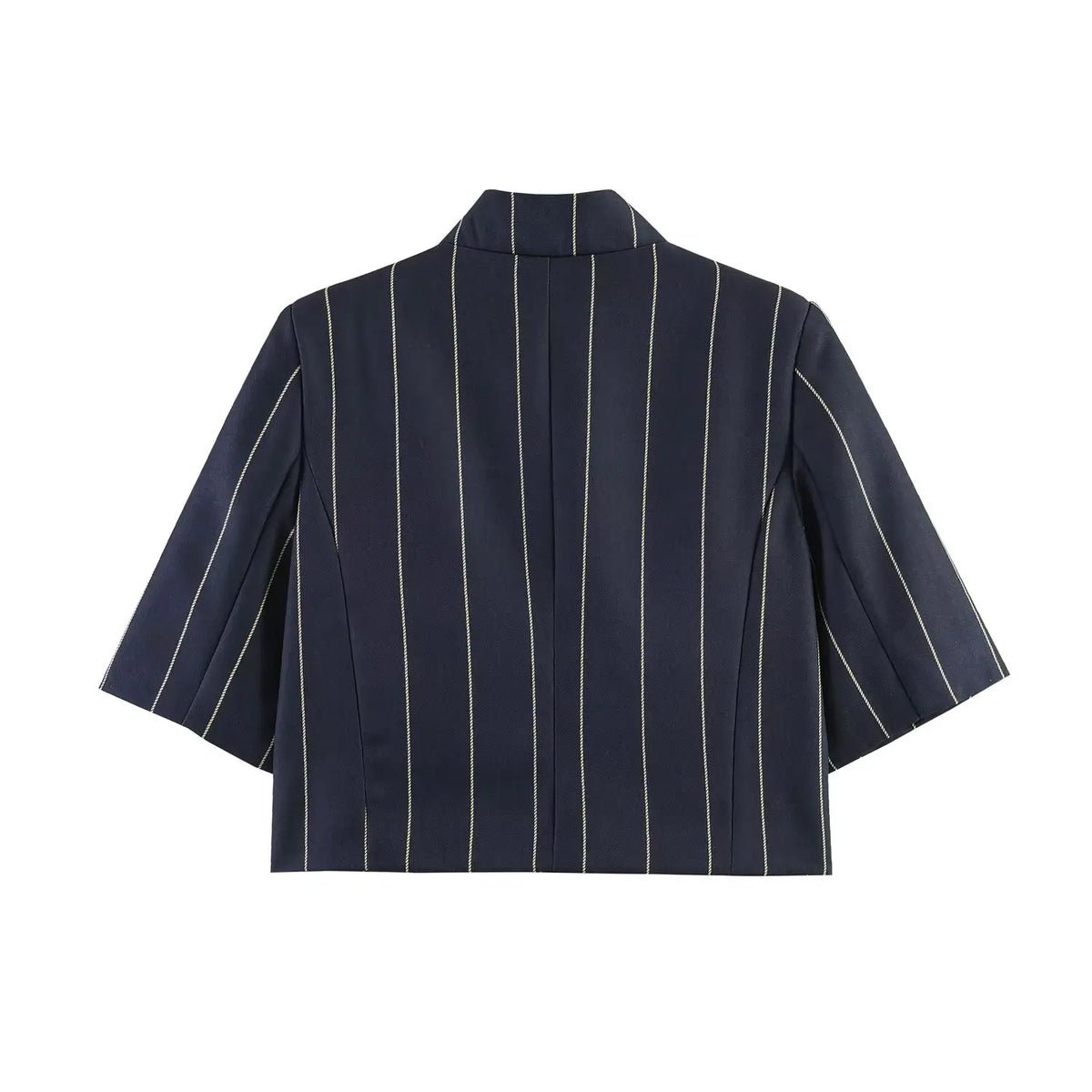 Completo donna a righe con giacca corta e pantaloni dritti