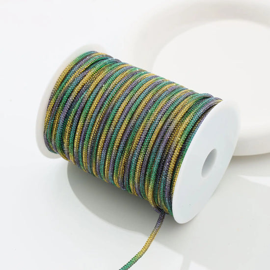 Corda in Cotone con Strass in Vetro 4 mm – 5 Metri Applicabile con Ferro o Cucitura per Abiti, Borse e Scarpe