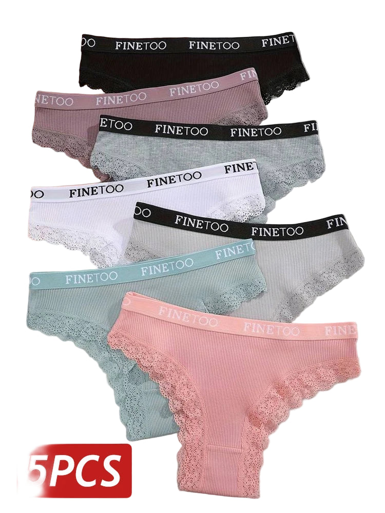 Set perizomi donna seamless in cotone + pizzo – vita bassa, T-back, soft comfort, taglie da M a 2XL