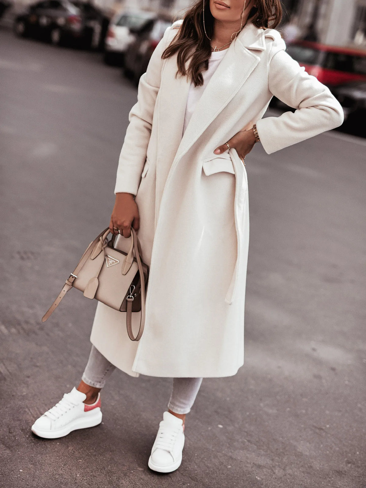 Cappotto Lungo Donna con Cintura e Rever - immagine 18