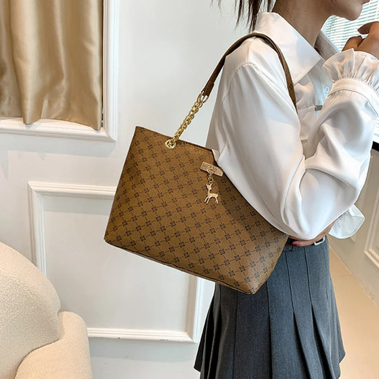 Borsa a mano in pelle morbida per presbiopia – Tote spaziosa con accessori pendenti, borsa a tracolla per donna